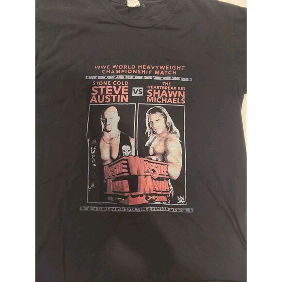 Shawn Michaels/Stone cold Steve Austin WrestleMania 14 Shirt 1998 Match Size S - Picture 2 of 5